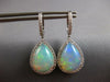 LARGE 10.16CT DIAMOND & AAA AUSTRALIAN OPAL 14KT WHITE GOLD PEAR SHAPE EARRINGS