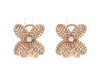 ESTATE .77CT DIAMOND 14K ROSE GOLD CLASSIC ROUND FLOWER CLIP ON HANGING EARRINGS
