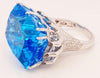 ESTATE EXTRA LARGE 2.20CT DIAMOND & AAA BLUE TOPAZ 18KT WHITE GOLD 3D FUN RING