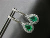 1.88CT DIAMOND & AAA EMERALD 14KT WHITE GOLD PEAR SHAPE & ROUND HANGING EARRINGS