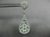 ESTATE LARGE 2.88CT DIAMOND 18K WHITE GOLD 3D TEAR DROP CLUSTER HANGING EARRINGS
