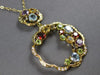 3.42CT DIAMOND & AAA MULTI GEM 14KT YELLOW GOLD 3D DOUBLE FLOWER LOVE NECKLACE