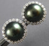 .54CT DIAMOND & AAA TAHITIAN PEARL 14KT WHITE GOLD 3D HALO FLOWER STUD EARRINGS