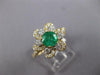 ESTATE 1.39CT DIAMOND & AAA EMERALD 14KT YELLOW GOLD 3D ROUND FLOWER LOVE RING