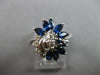 WIDE .98CT DIAMOND & AAA SAPPHIRE 14KT WHITE GOLD ROUND AND MARQUISE FLOWER RING
