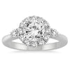 ESTATE 1.5CT DIAMOND 14KT WHITE GOLD ROUND DOUBLE ENGAGEMENT WEDDING RING