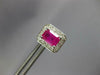 ESTATE 3.10CT DIAMOND & AAA RUBY 14KT WHITE GOLD EMERALD CUT HALO STUD EARRINGS