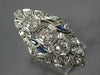 ANTIQUE LARGE ART DECO .71CT OLD MINE DIAMOND & AAA SAPPHIRE PLATINUM RING 27762