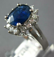 2.29CT DIAMOND & AAA ROYAL BLUE SAPPHIRE 14KT WHITE GOLD FLOWER ENGAGEMENT RING