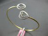 WIDE .73CT DIAMOND 18KT 2 TONE GOLD 3D HEART CRISS CROSS LOVE BANGLE BRACELET
