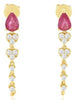 1.25CT DIAMOND & AAA RUBY 14K YELLOW GOLD 3D PEAR SHAPE & ROUND HANGING EARRINGS