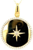 ESTATE .82CT DIAMOND 18KT 2 TONE GOLD 3D STAR CIRCULAR PLATE FLOATING PENDANT