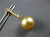 .16CT DIAMOND & AAA GOLDEN SOUTH SEA PEARL 18KT YELLOW GOLD BAR HANGING EARRINGS