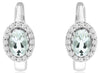 1.09CT DIAMOND & AAA AQUAMARINE 14KT WHITE GOLD 3D OVAL & ROUND HANGING EARRINGS