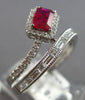 .80CT DIAMOND & AAA RUBY 14KT WHITE GOLD 3D EMERALD CUT & ROUND SQUARE LOVE RING