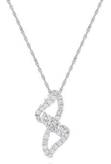 .47CT DIAMOND 18KT WHITE GOLD 3D PAST PRESENT FUTURE DIAGONAL FLOATING PENDANT