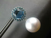 LARGE 6CT AAA BLUE TOPAZ & SOUTH SEA PEARL 18K WHITE GOLD ROUND HANGING EARRINGS