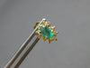 ESTATE 1.01CT DIAMOND & AAA EMERALD 14KT YELLOW GOLD FLOWER STUD EARRINGS #27586