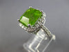 LARGE 6.66CT DIAMOND & AAA PERIDOT 14K WHITE GOLD 3D HALO SQUARE ENGAGEMENT RING