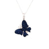 .83CT DIAMOND & AAA SAPPHIRE 18KT WHITE GOLD 3D BUTTERFLY LOVE FLOATING PENDANT