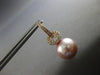 LARGE .57CT DIAMOND & AAA PINK SOUTH SEA PEARL 18K ROSE GOLD 3D HANGING EARRINGS
