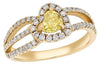 1.01CT WHITE & FANCY YELLOW DIAMOND 18KT YELLOW GOLD HEART HALO ENGAGEMENT RING