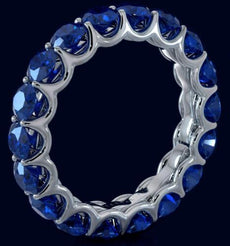 4.25CT AAA SAPPHIRE 14KT WHITE GOLD CLASSIC SHARED PRONG ETERNITY FUN LOVE RING