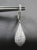 LARGE 1.39CT DIAMOND 18KT WHITE GOLD 3D ROUND CLUSTER TEAR DROP HANGING EARRINGS