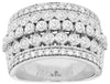 WIDE 2.0CT DIAMOND 14K WHITE GOLD ROUND MULTI ROW SEMI ETERNITY ANNIVERSARY RING