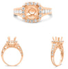 WIDE .87CT DIAMOND 14KT WHITE & ROSE GOLD 3D ROUND HALO SQUARE ENGAGEMENT RING