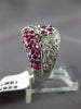 ESTATE LARGE 2.60CT DIAMOND & AAA RUBY 18KT WHITE GOLD DOUBLE FLOWER RING #26574