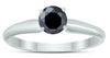 ESTATE .33CT BLACK DIAMOND 14KT WHITE GOLD 3D CLASSIC SOLITAIRE ENGAGEMENT RING