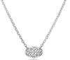 ESTATE .25CT DIAMOND 14KT WHITE GOLD 3D CLUSTER OVAL LOVE NECKLACE