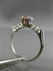 ANTIQUE WIDE .53CT DIAMOND & RUBY 14K WHITE GOLD FISH TAIL ENGAGEMENT RING 27642