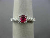 ANTIQUE WIDE .53CT DIAMOND & RUBY 14K WHITE GOLD FISH TAIL ENGAGEMENT RING 27642