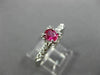 ANTIQUE WIDE .53CT DIAMOND & RUBY 14K WHITE GOLD FISH TAIL ENGAGEMENT RING 27642