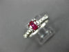 ANTIQUE WIDE .53CT DIAMOND & RUBY 14K WHITE GOLD FISH TAIL ENGAGEMENT RING 27642