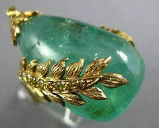 ANTIQUE EXTRA LARGE 50.45CT FANCY CANARY DIAMOND & AAA EMERALD 14KT GOLD 3D RING