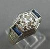 ANTIQUE LARGE 1.15CT DIAMOND SAPPHIRE 18K WHITE GOLD FILIGREE HEXAGON RING 25640