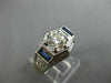 ANTIQUE LARGE 1.15CT DIAMOND SAPPHIRE 18K WHITE GOLD FILIGREE HEXAGON RING 25640