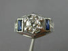 ANTIQUE LARGE 1.15CT DIAMOND SAPPHIRE 18K WHITE GOLD FILIGREE HEXAGON RING 25640