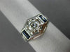 ANTIQUE LARGE 1.15CT DIAMOND SAPPHIRE 18K WHITE GOLD FILIGREE HEXAGON RING 25640