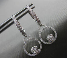 ESTATE .47CT DIAMOND 18K WHITE GOLD 3D FLOWER CIRCLE OF LIFE HUGGIE EARRINGS VVS