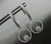 ESTATE .47CT DIAMOND 18K WHITE GOLD 3D FLOWER CIRCLE OF LIFE HUGGIE EARRINGS VVS