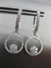 ESTATE .47CT DIAMOND 18K WHITE GOLD 3D FLOWER CIRCLE OF LIFE HUGGIE EARRINGS VVS