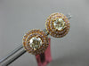 ESTATE 1.4CT PINK & FANCY YELLOW DIAMOND 18K ROSE GOLD DOUBLE HALO STUD EARRINGS