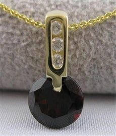 ANTIQUE 2.12CTW DIAMOND GARNET 14K YELLOW GOLD ART DECO PENDANT + CHAIN ##843