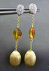 ESTATE .21CT DIAMOND & CITRINE 18KT TWO TONE GOLD 3D OVAL ROUND HAMMER EARRINGS