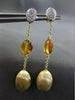 ESTATE .21CT DIAMOND & CITRINE 18KT TWO TONE GOLD 3D OVAL ROUND HAMMER EARRINGS
