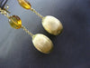ESTATE .21CT DIAMOND & CITRINE 18KT TWO TONE GOLD 3D OVAL ROUND HAMMER EARRINGS